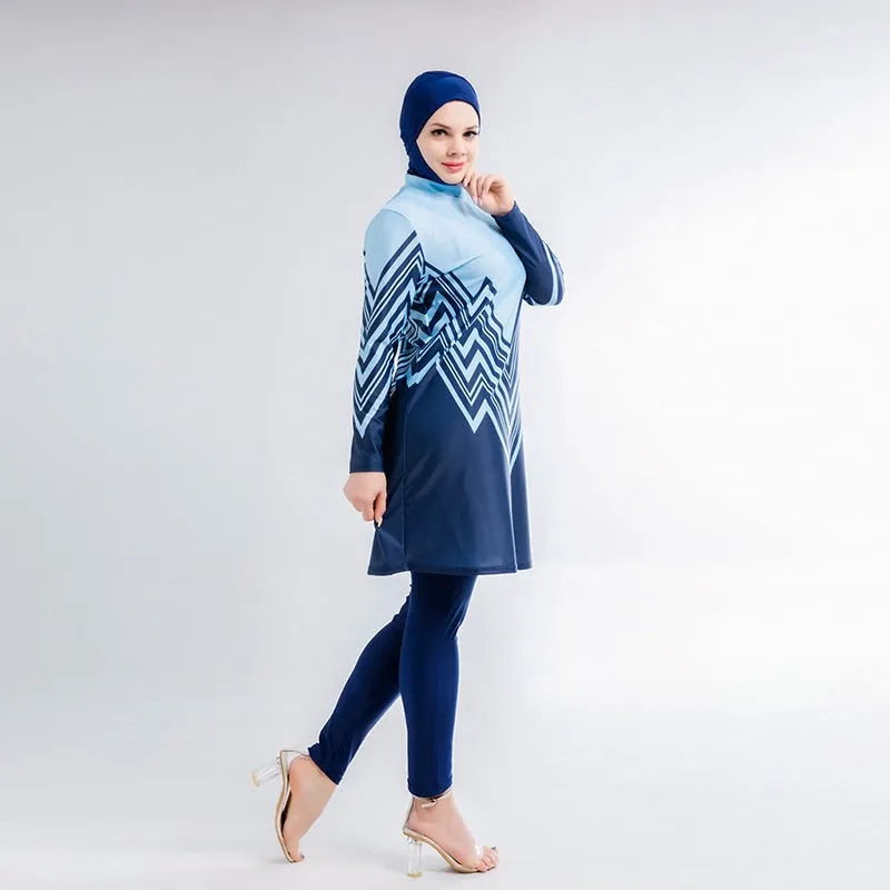 3PCS Muslim swimwear for women long sleeve swimsuit printing