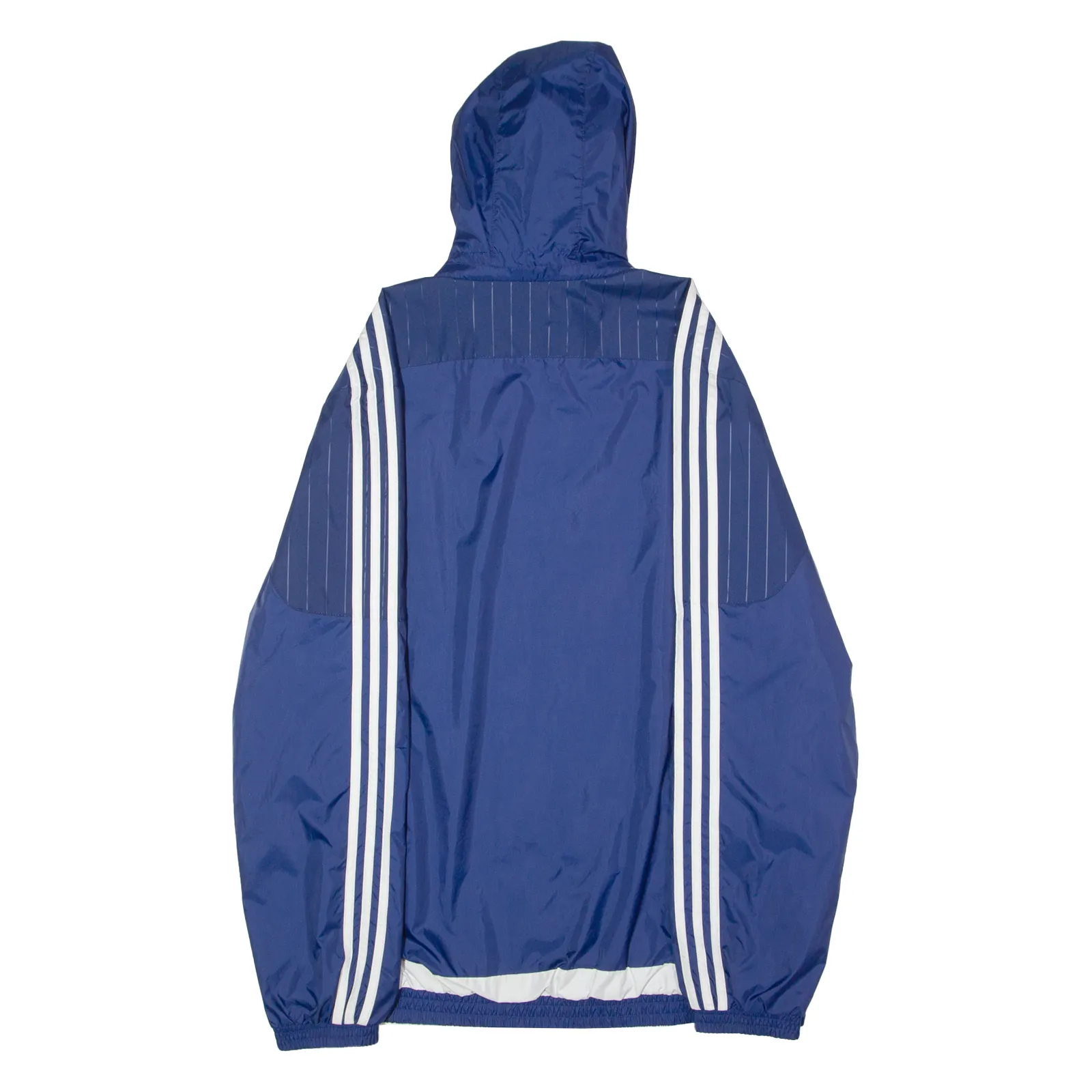 ADIDAS Mens Rain Coat Blue Nylon Hooded Pinstripe XL