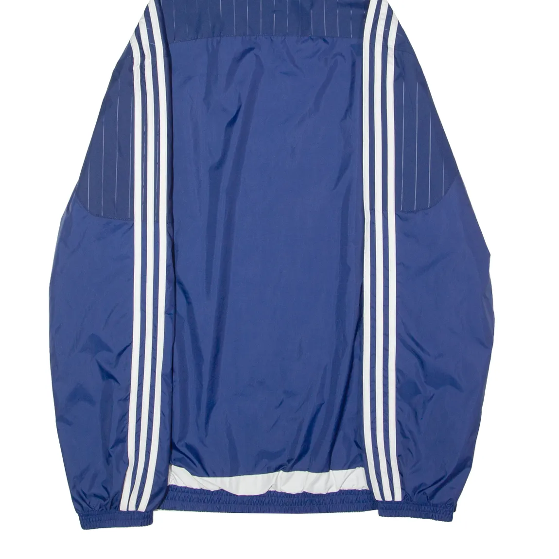 ADIDAS Mens Rain Coat Blue Nylon Hooded Pinstripe XL