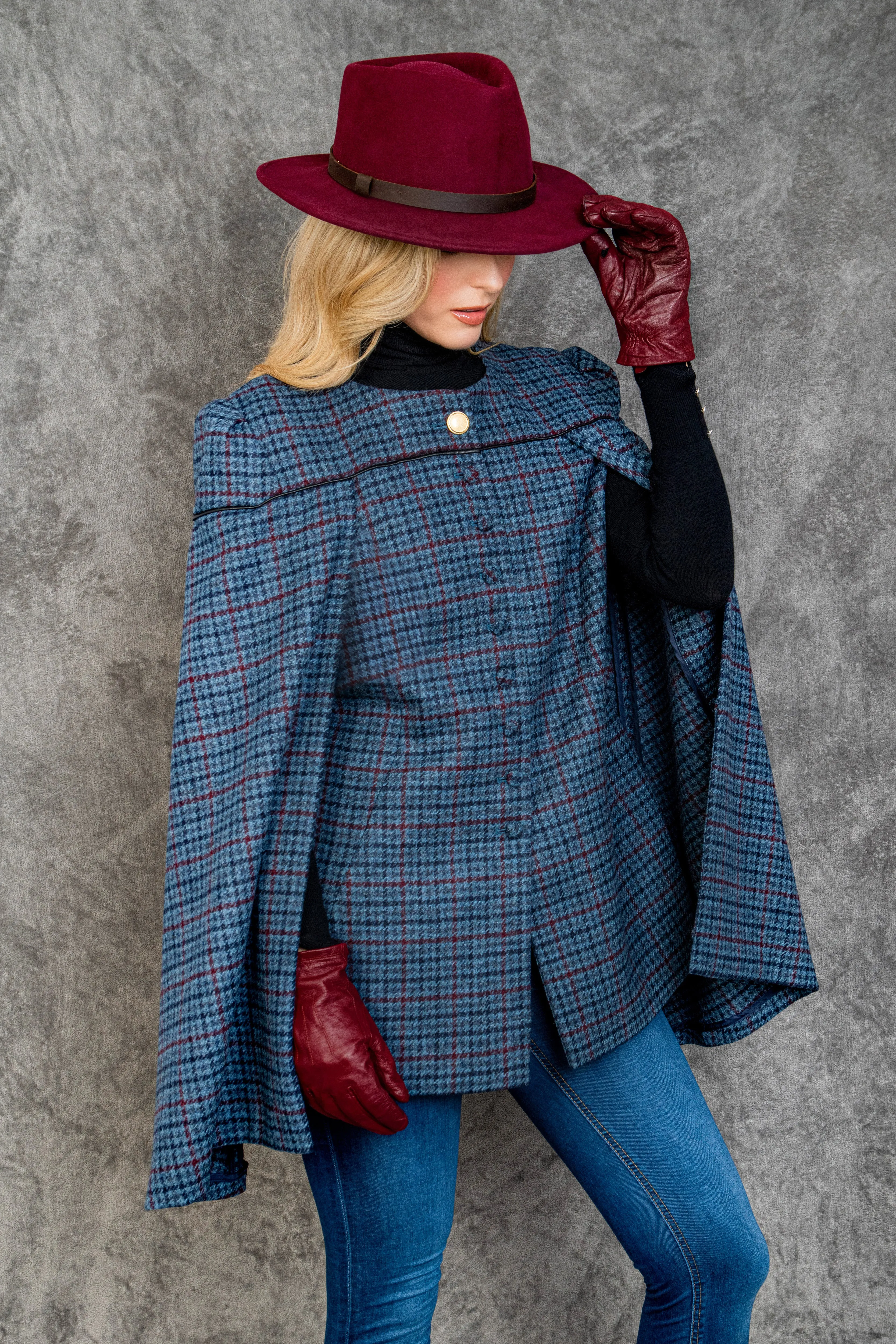 Aisling II Tailored Cape - Navy Hacking Check