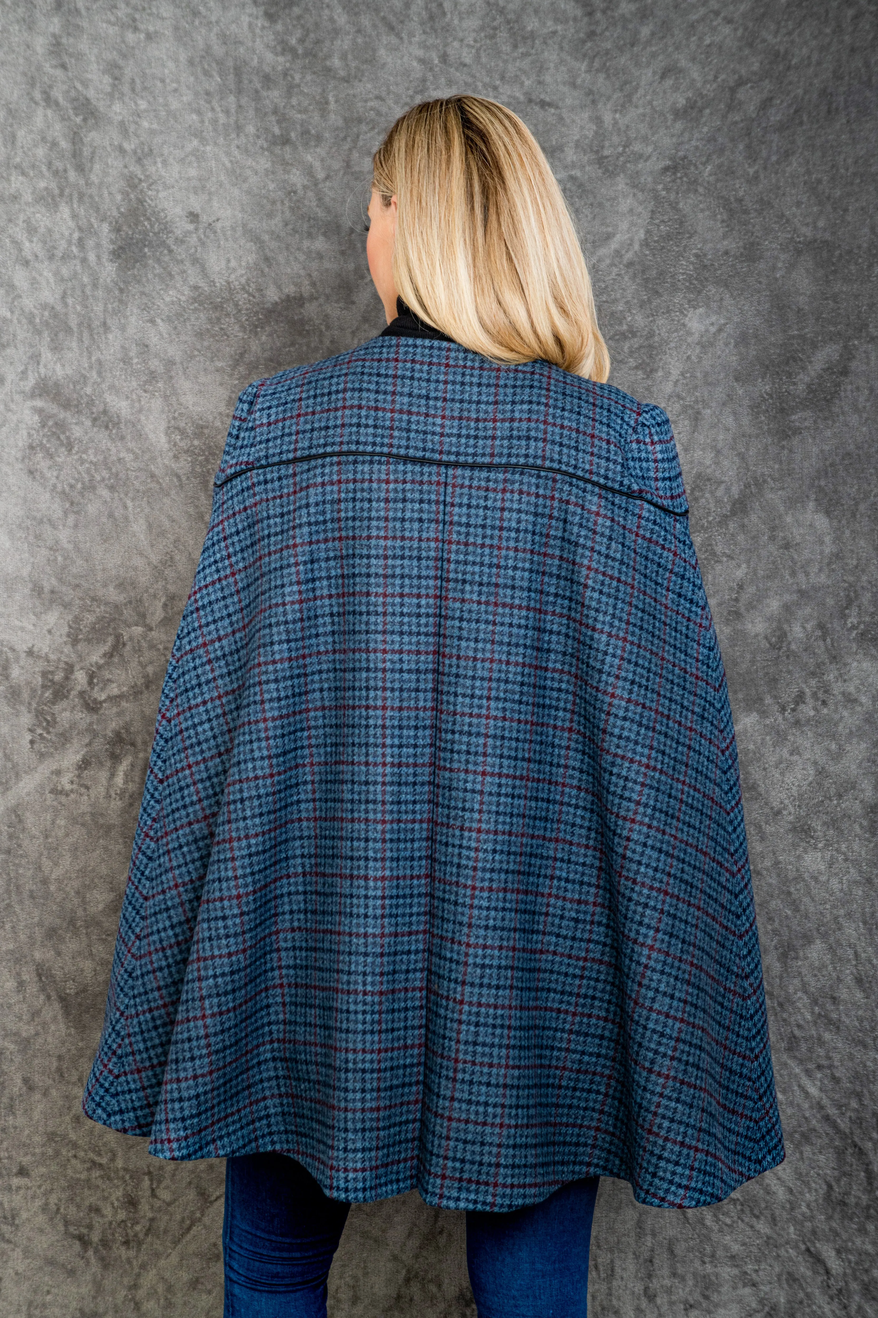 Aisling II Tailored Cape - Navy Hacking Check