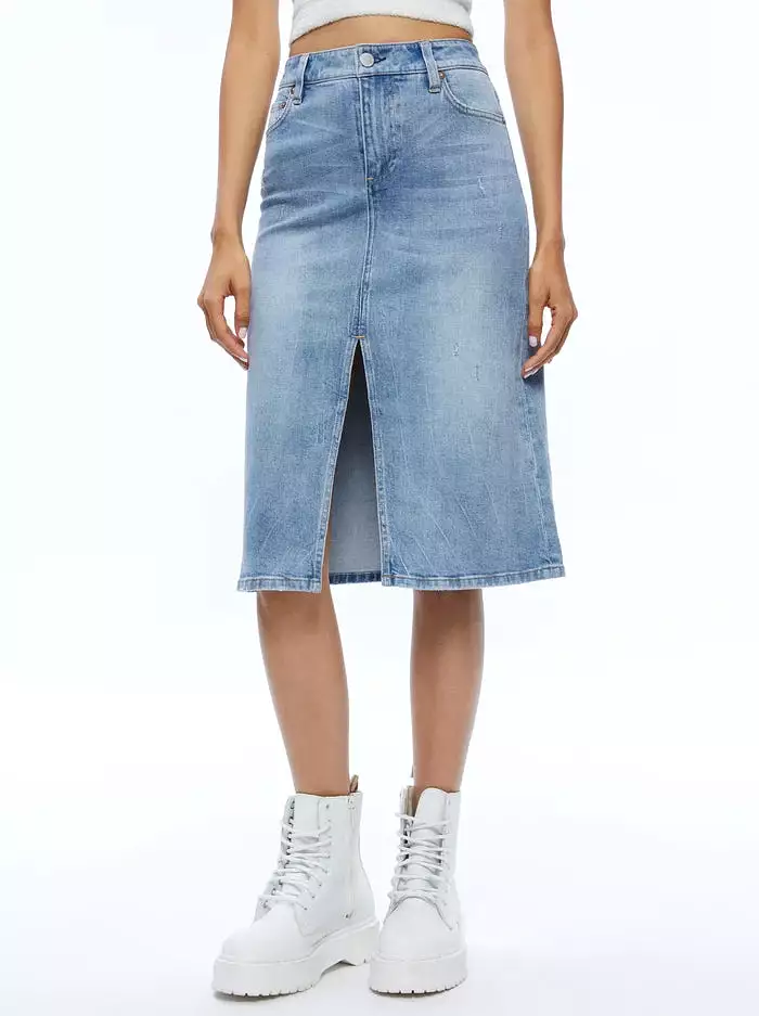 Alice + Olivia - Rye Midi Denim Skirt - Lightning Blue