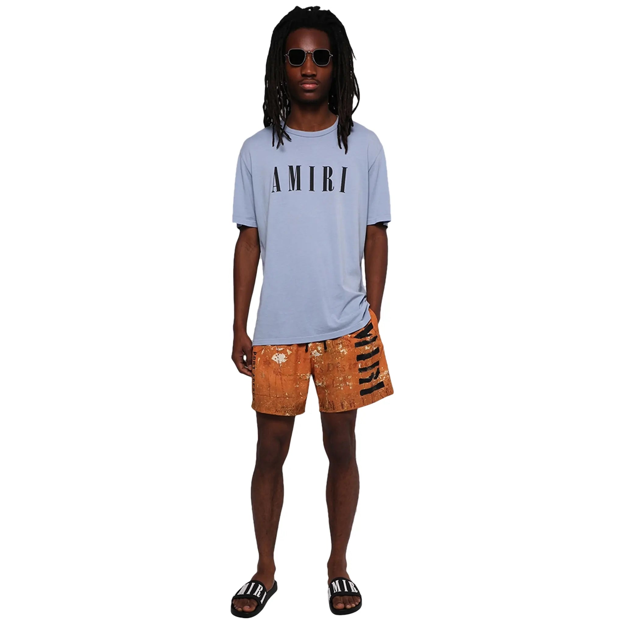 Amiri Stencil Military Orange Swim Shorts