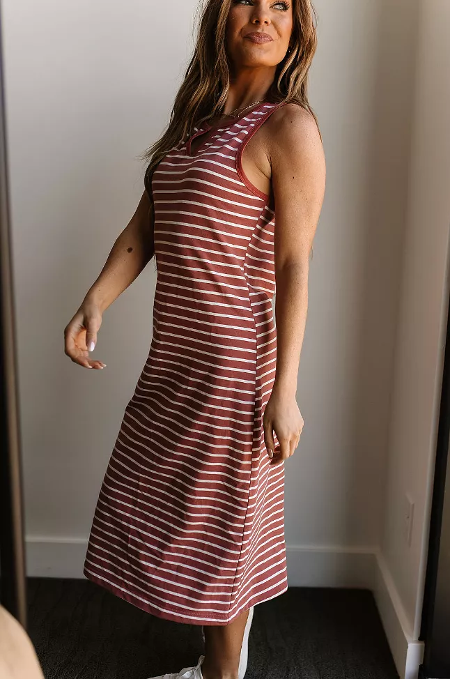 Ampersand Avenue Striped Midi Dress - Cherry Blossom