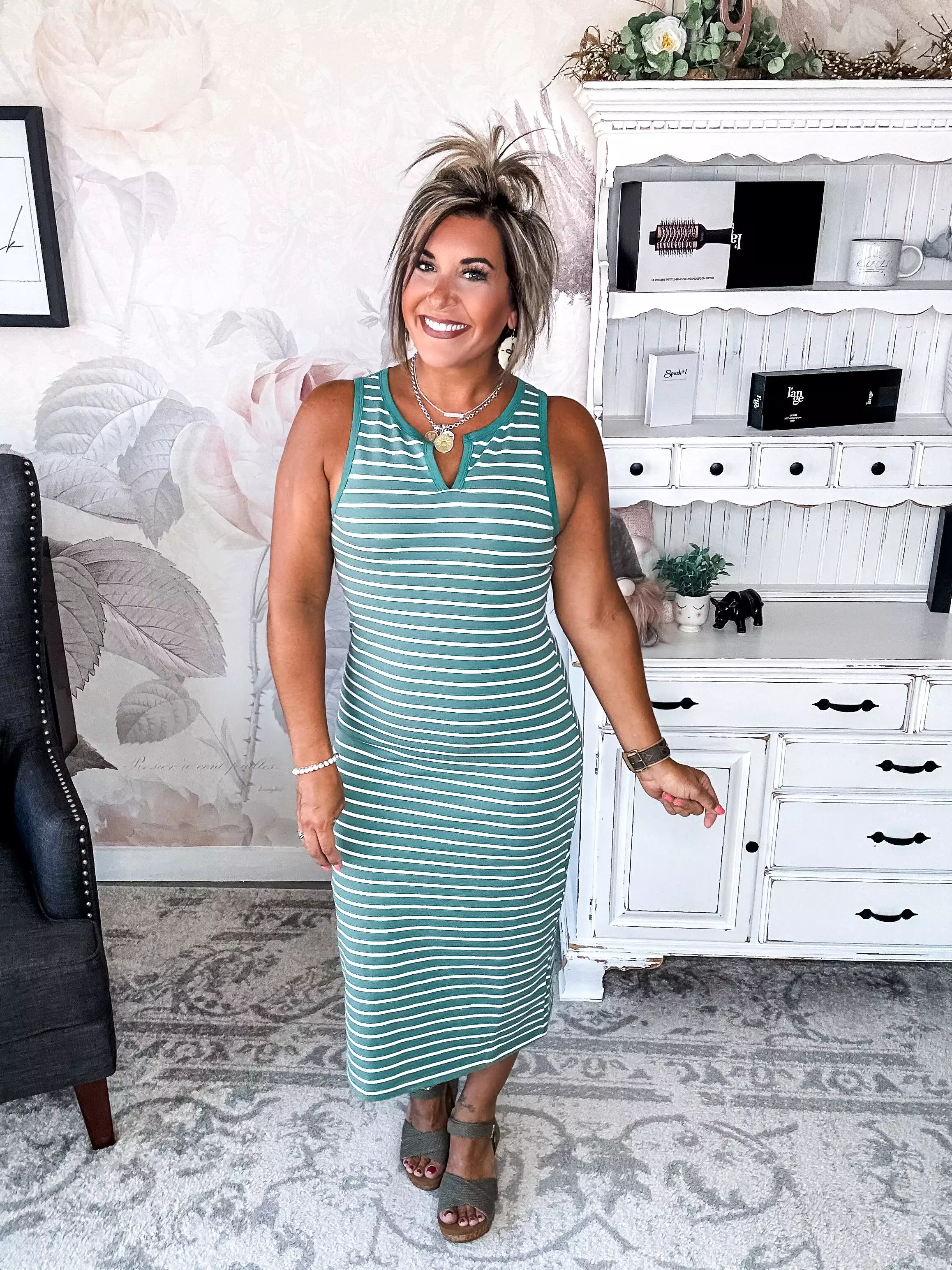 Ampersand Avenue Striped Midi Dress - Sweet Mint