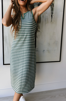 Ampersand Avenue Striped Midi Dress - Sweet Mint