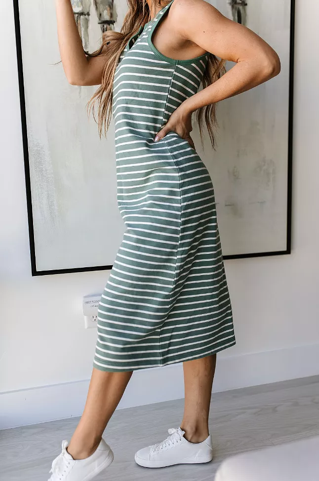 Ampersand Avenue Striped Midi Dress - Sweet Mint