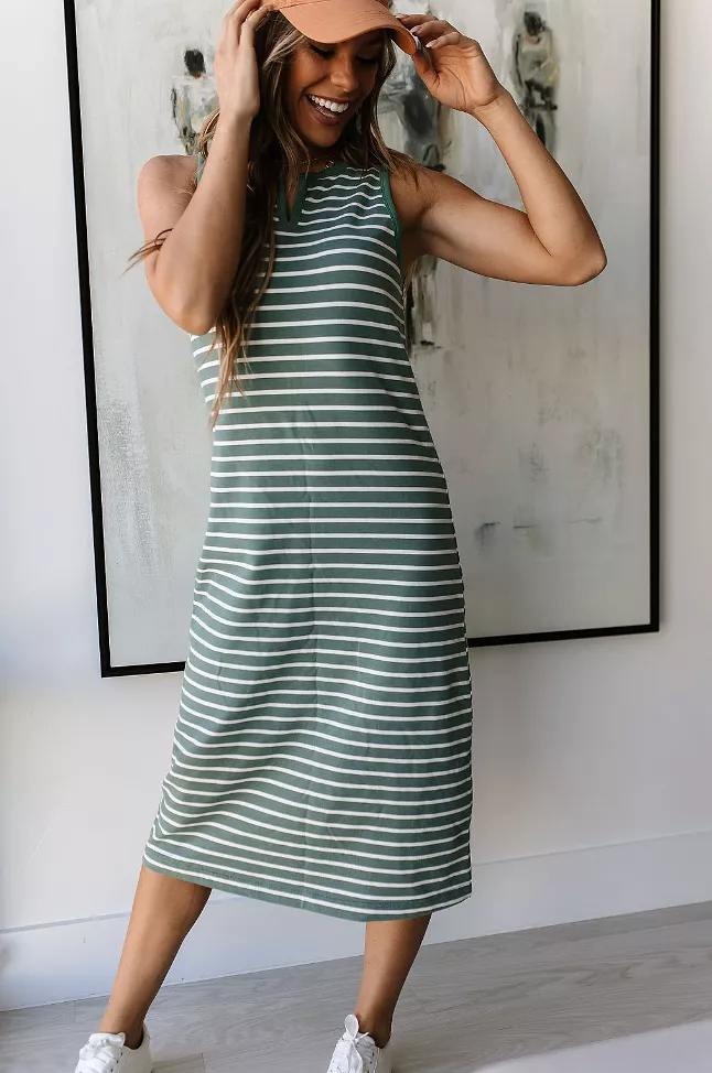 Ampersand Avenue Striped Midi Dress - Sweet Mint