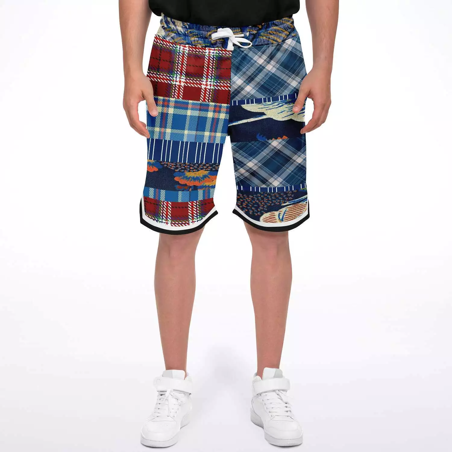 Andromeda Blue Patchwork Basketball Shorts