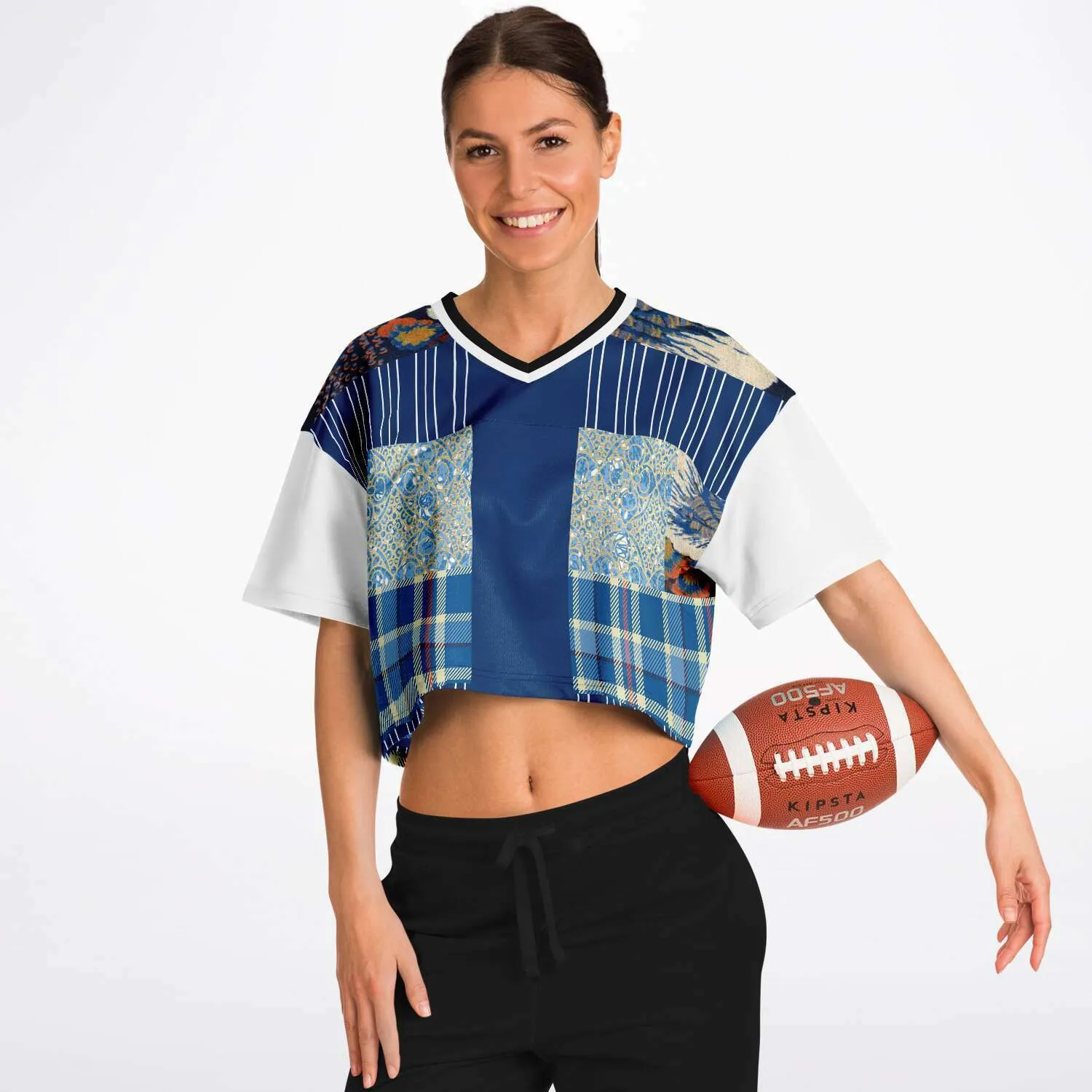 Andromeda Blue Patchwork Crop Jersey