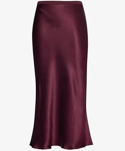 Anine Bing Womens Bordeaux Bar elasticated-waist silk midi skirt