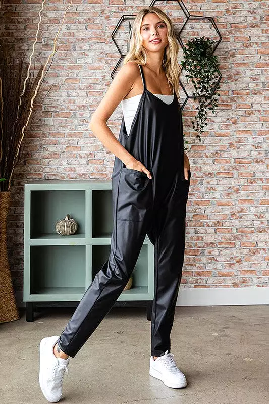 Anything Goes Vegan Leather Jumpsuit