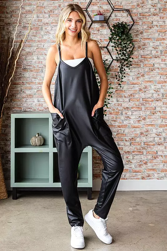 Anything Goes Vegan Leather Jumpsuit