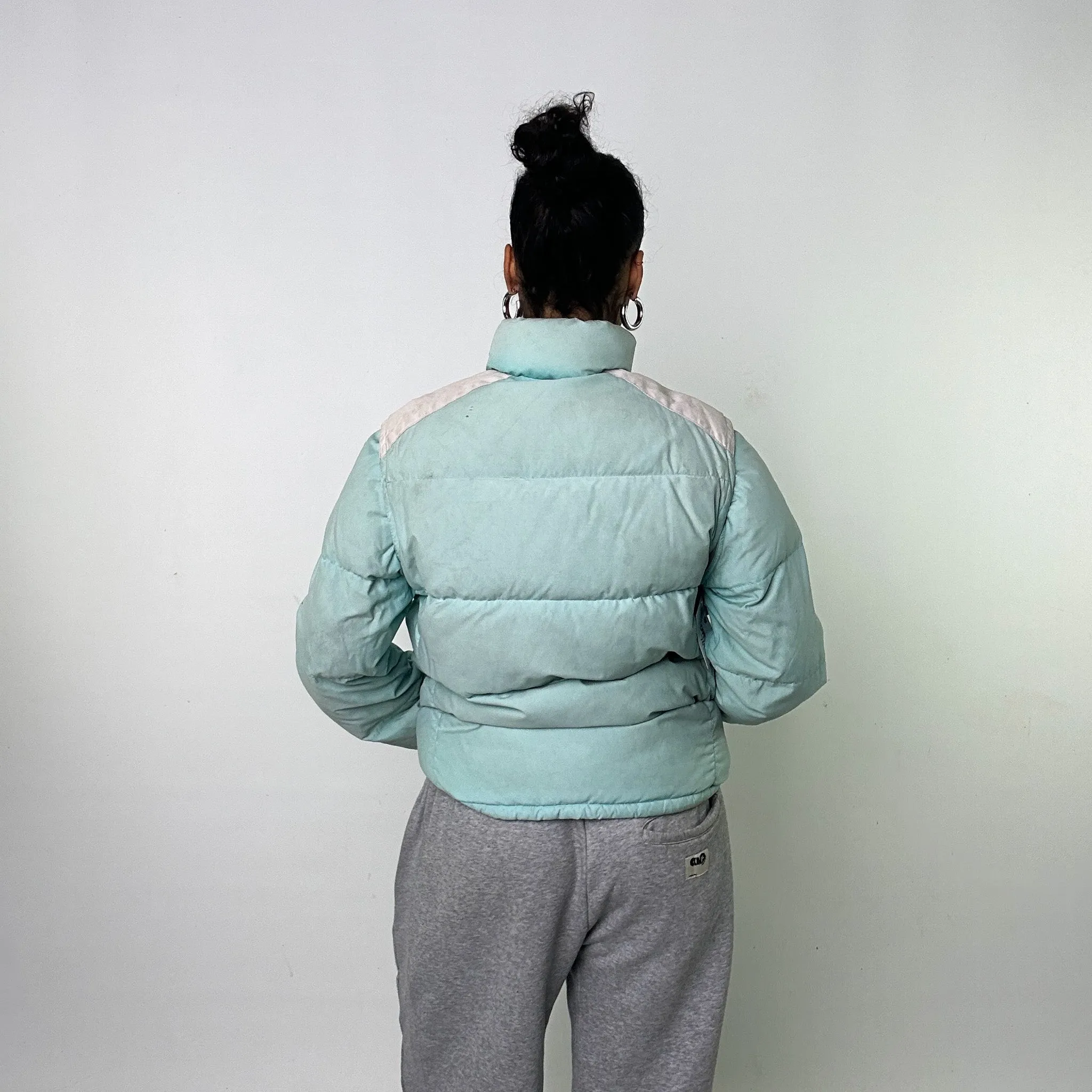 Aqua Blue 80s Moncler Grenoble Puffer Jacket Coat (M)