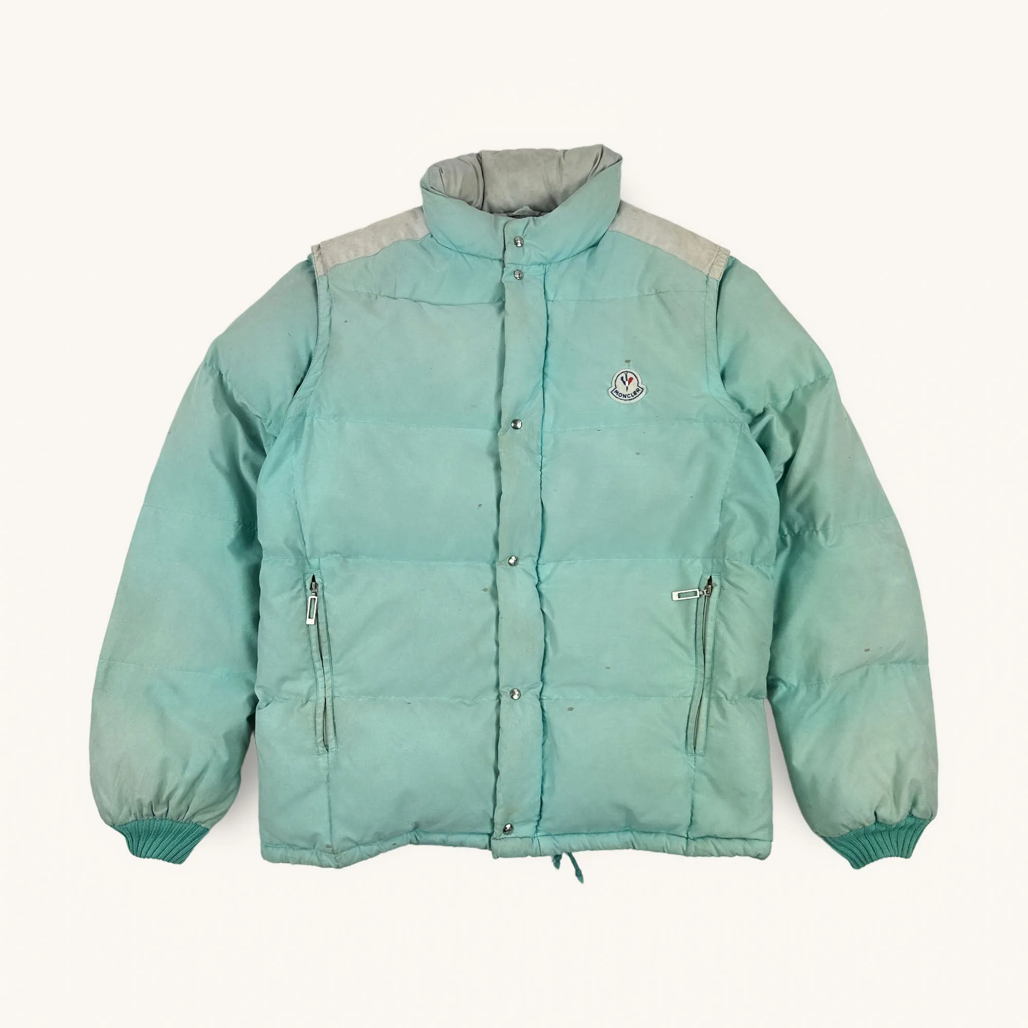 Aqua Blue 80s Moncler Grenoble Puffer Jacket Coat (M)