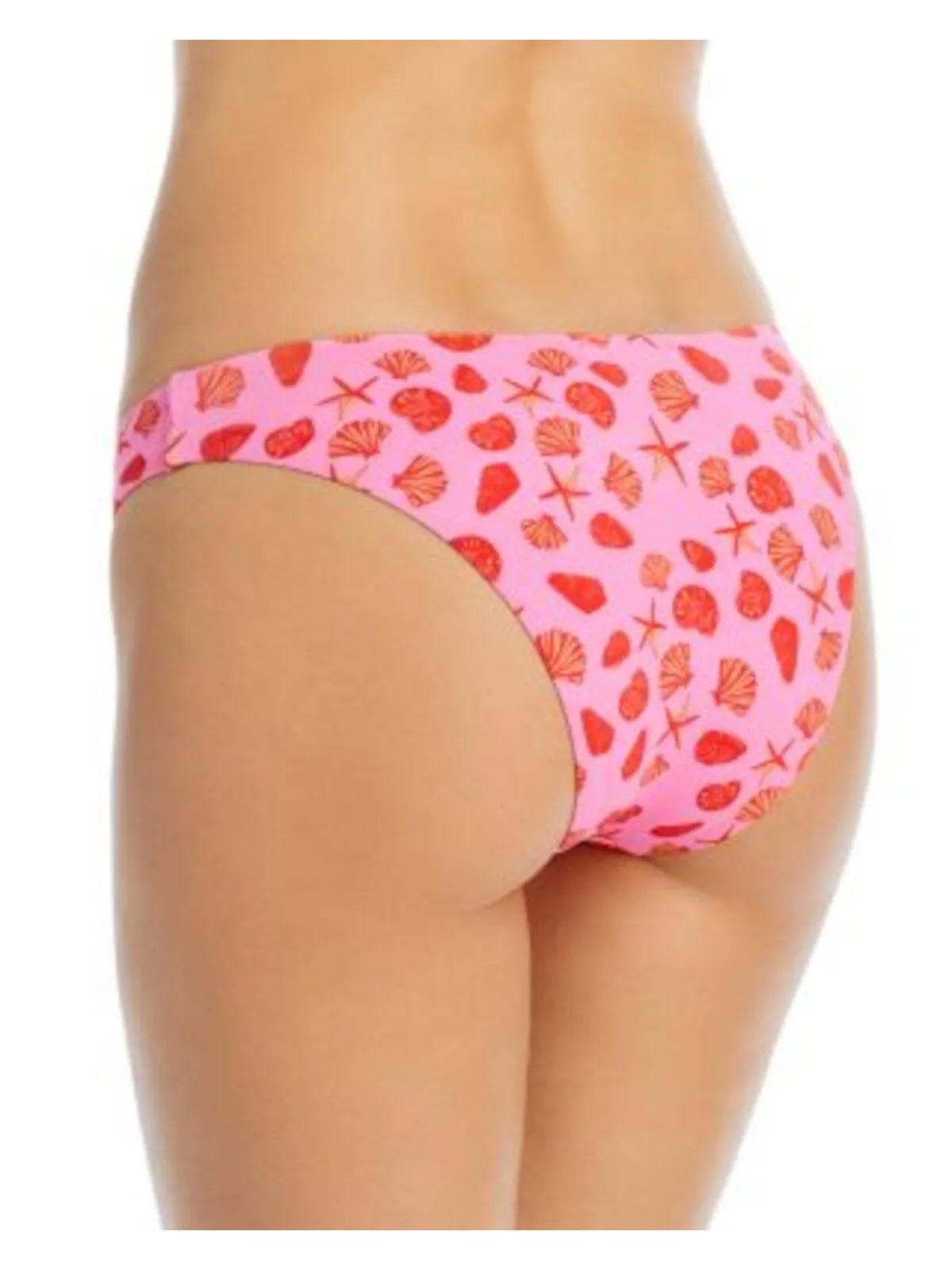 AQUA SWIM Women's Pink Patterned Stretch Elasticized Waist Band Moderate Coverage Bikini Swimwear Bottom