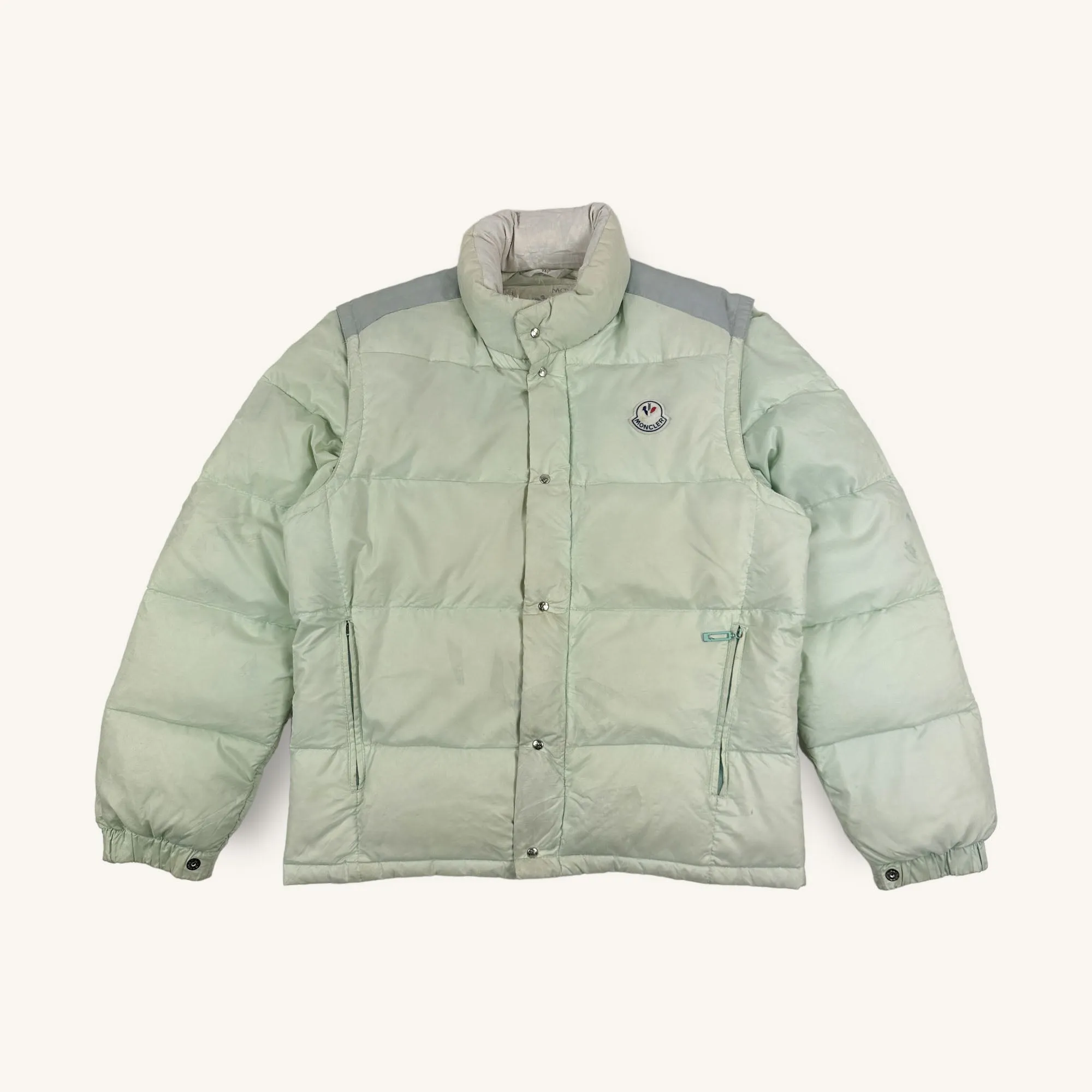 Aqua White 80s Moncler Grenoble Puffer Jacket Coat (M)