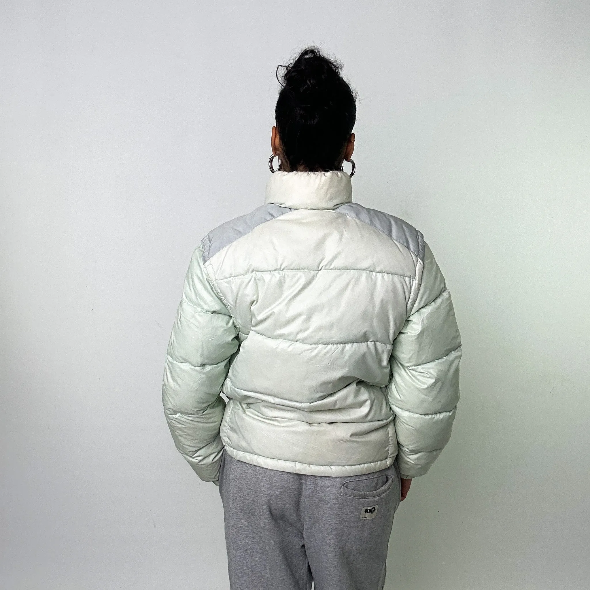 Aqua White 80s Moncler Grenoble Puffer Jacket Coat (M)