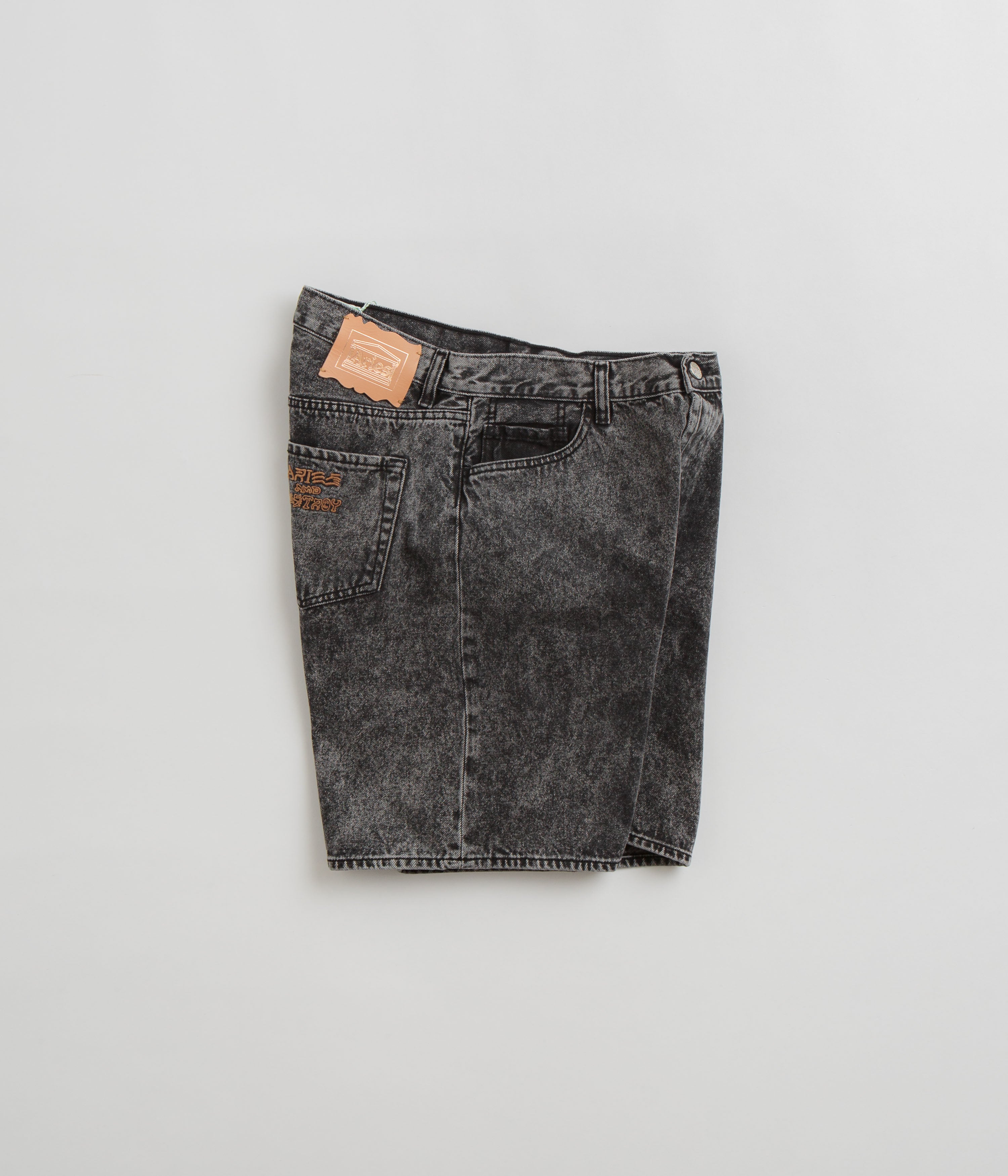 Aries Acid Wash Denim Shorts - Black