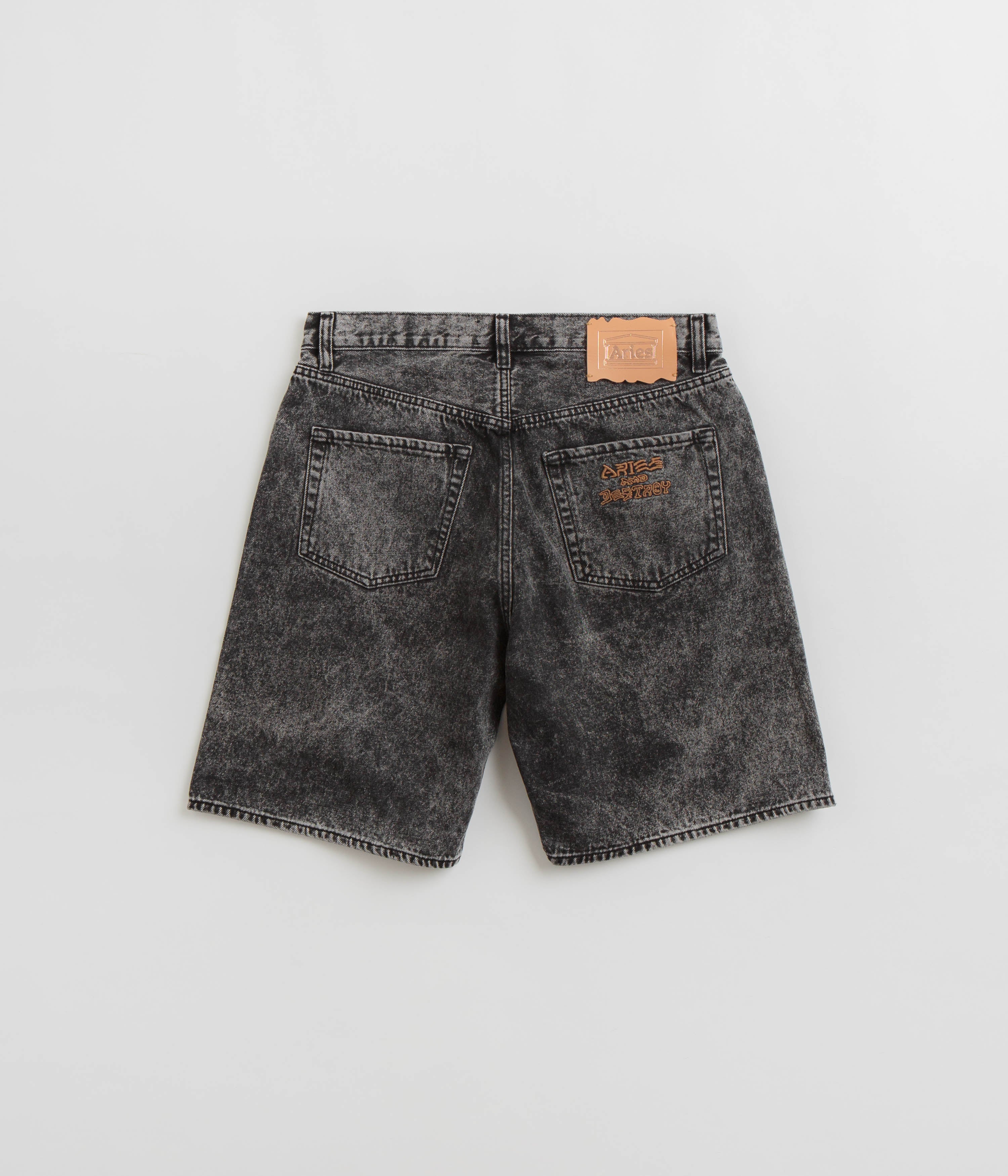 Aries Acid Wash Denim Shorts - Black