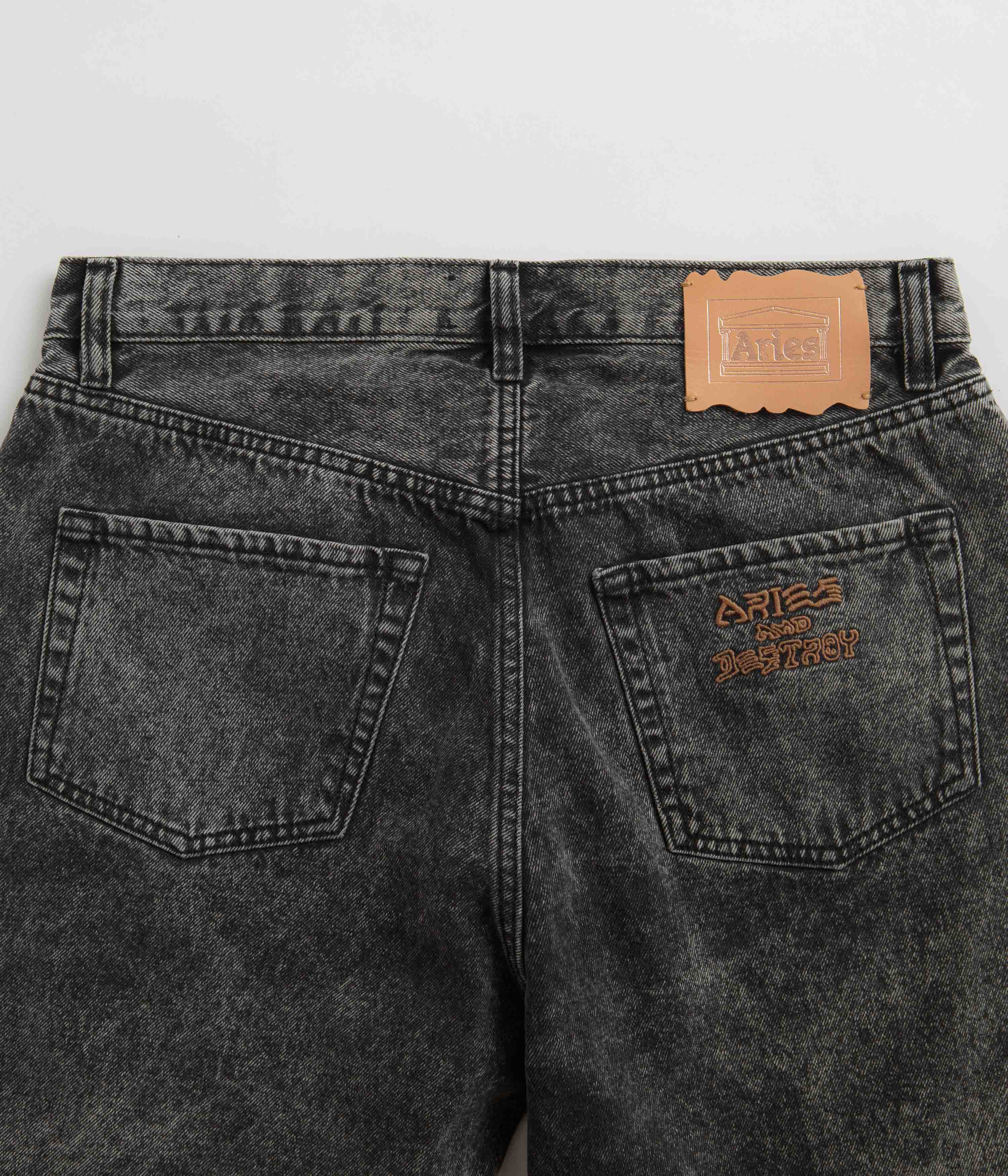 Aries Acid Wash Denim Shorts - Black