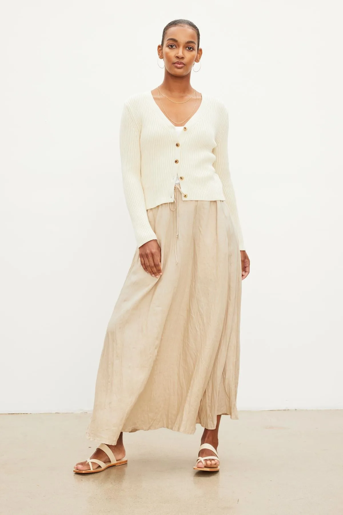 BAILEY LINEN MAXI SKIRT IN BISCUIT