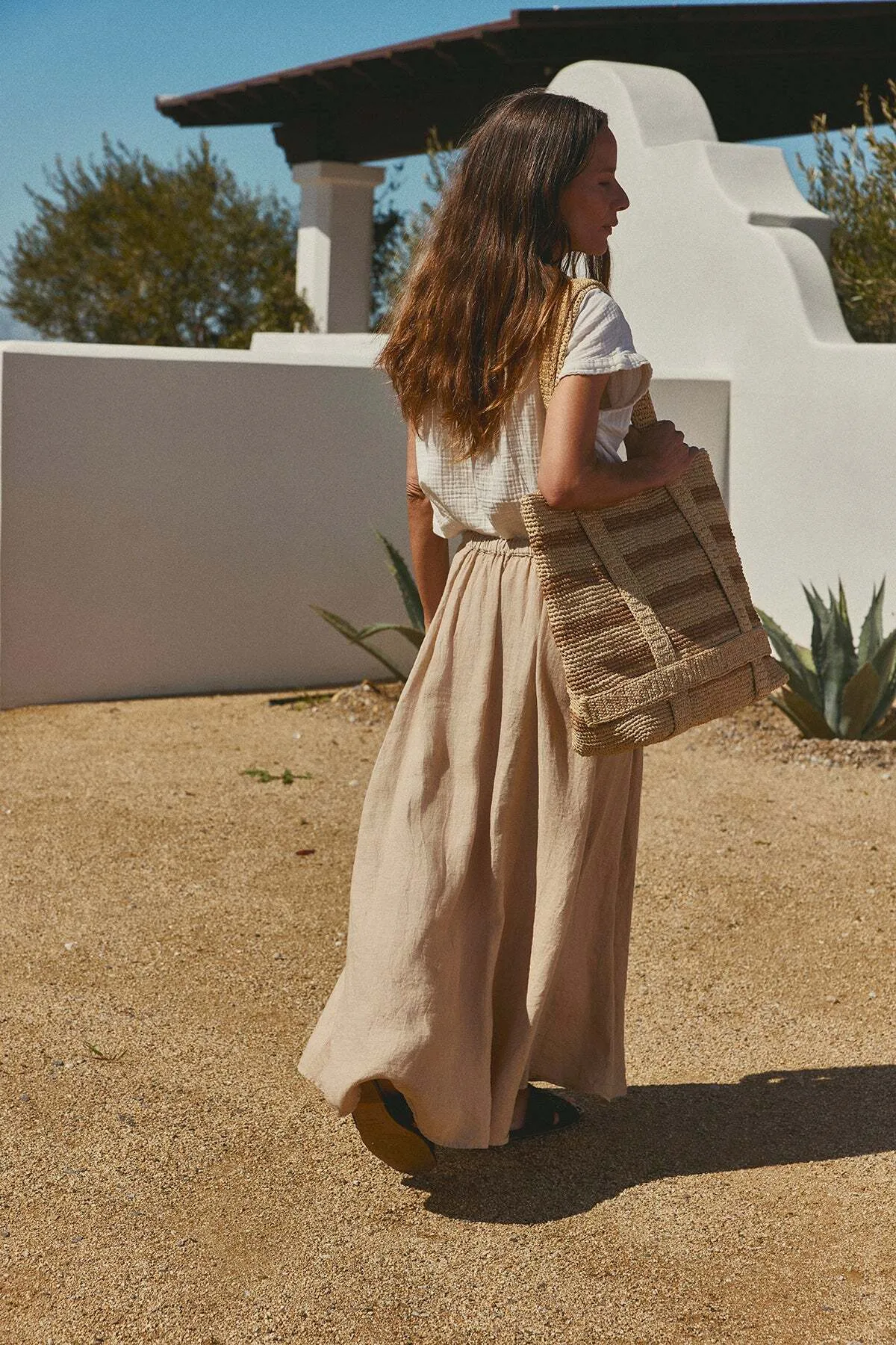 BAILEY LINEN MAXI SKIRT IN BISCUIT