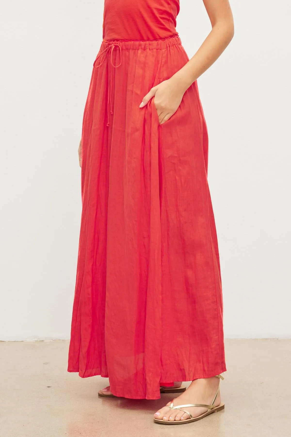 BAILEY LINEN MAXI SKIRT IN KISS