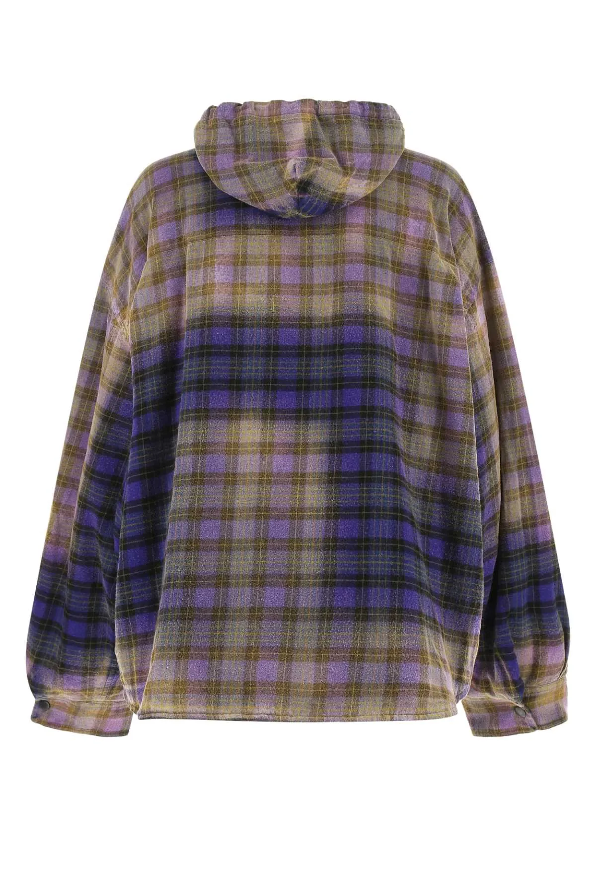 Balenciaga Bleached Effect Checked Hooded Shirt