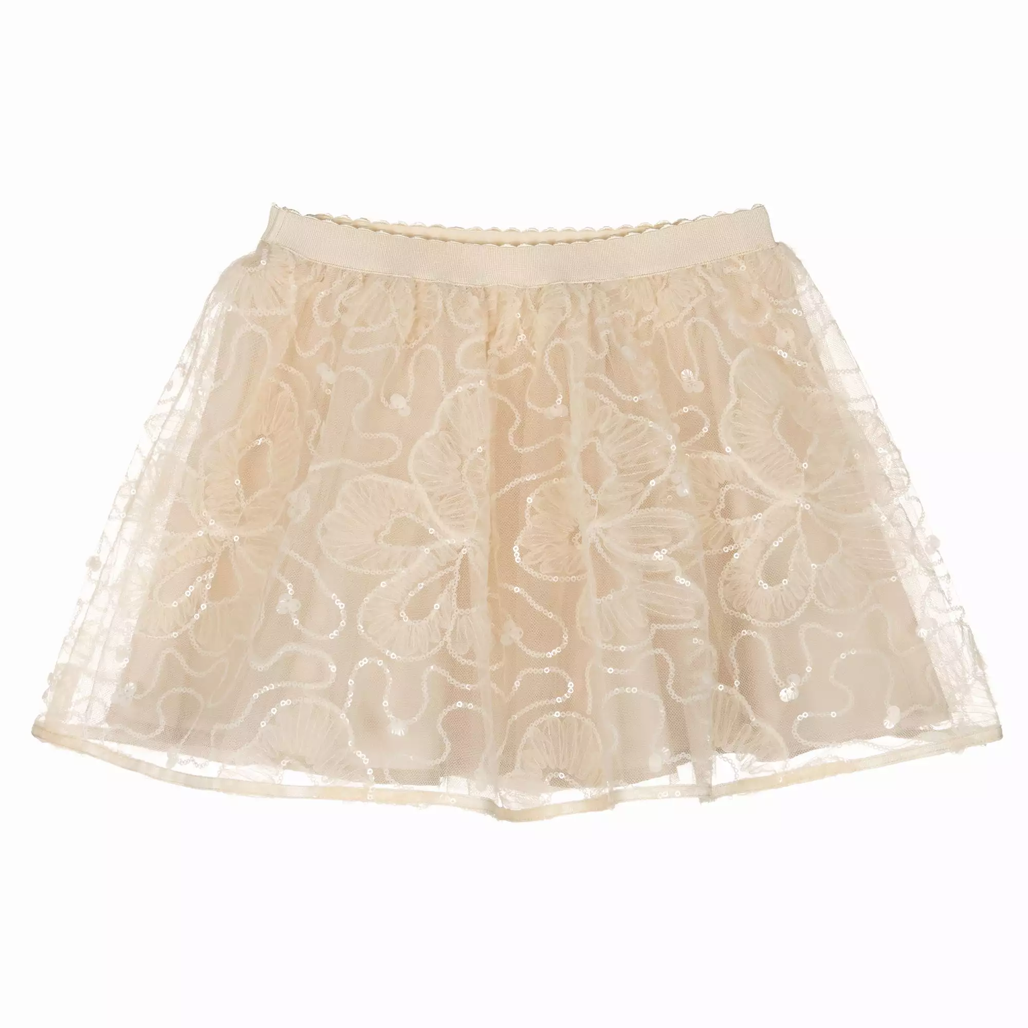 Beige Ruffle Tulle Skirt