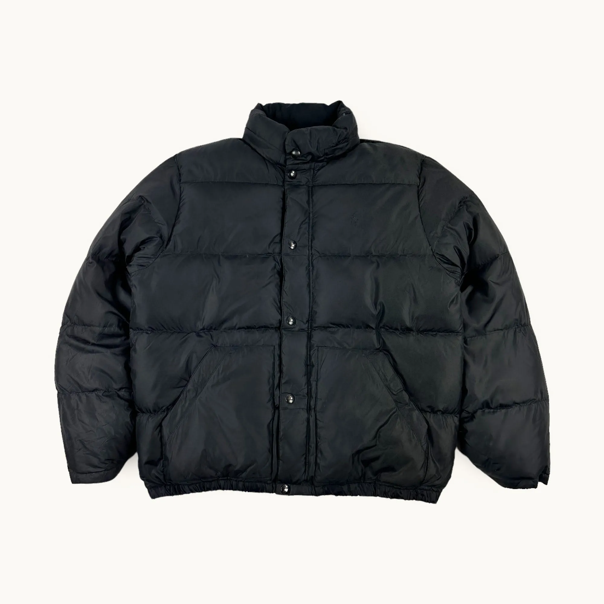 Black 90s Polo Ralph Lauren Puffer Jacket Coat (L)