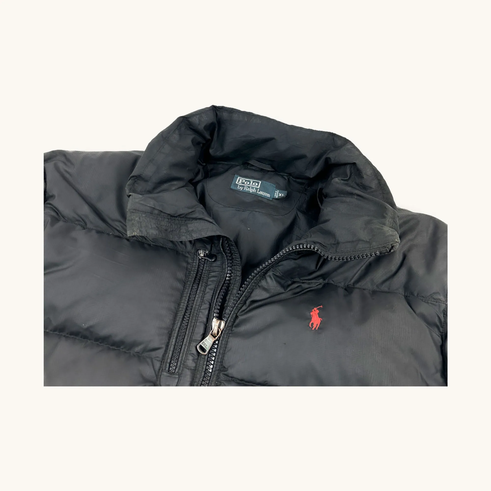 Black 90s Polo Ralph Lauren Puffer Jacket Coat (XL)