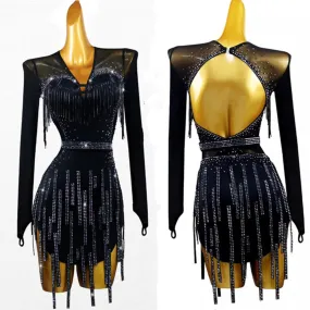 Black Rain Latin Custom Dance Dress | LQ458