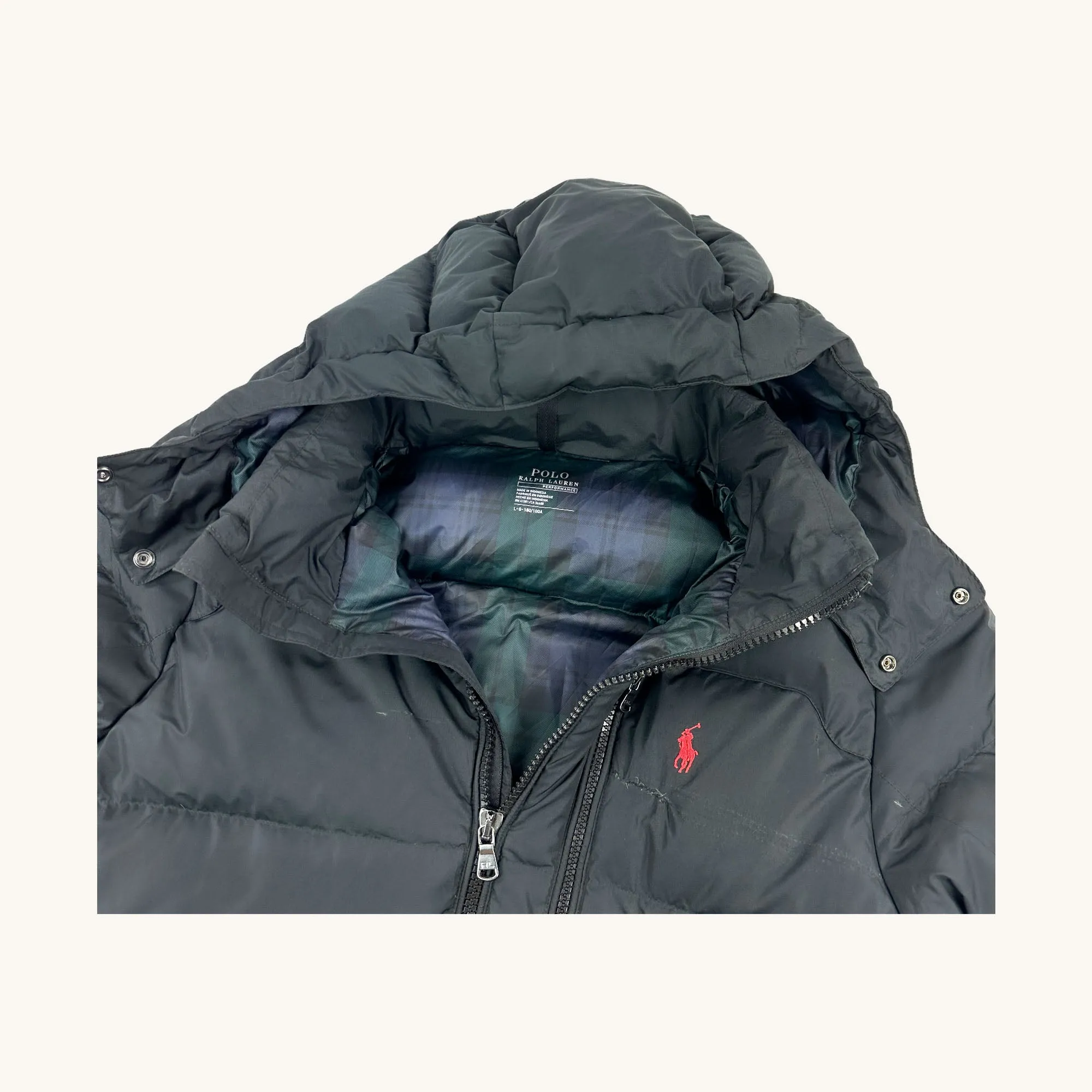 Black y2ks Polo Ralph Lauren Performance Puffer Jacket Coat (L)