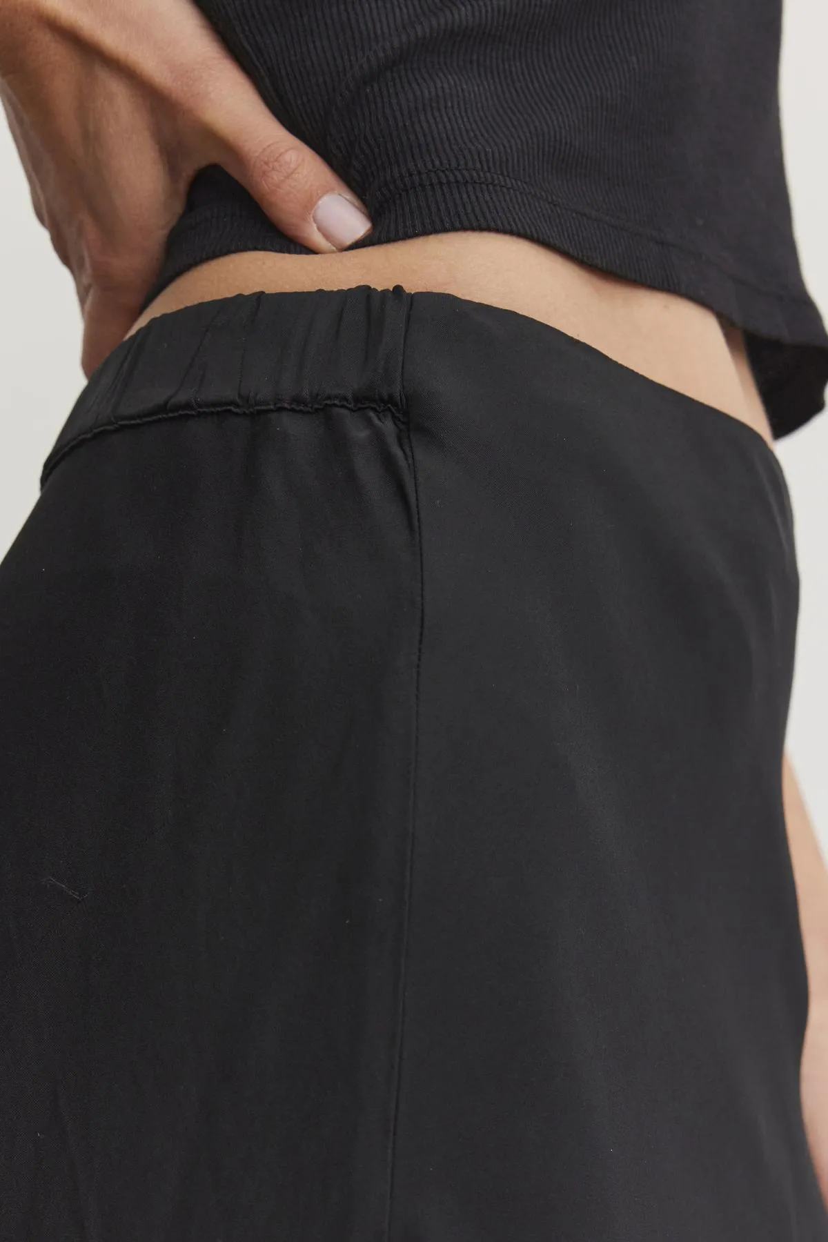 CADENCE SATIN SKIRT IN BLACK