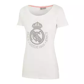 Camiseta Escudo Blanca/Gris Mujer Real Madrid