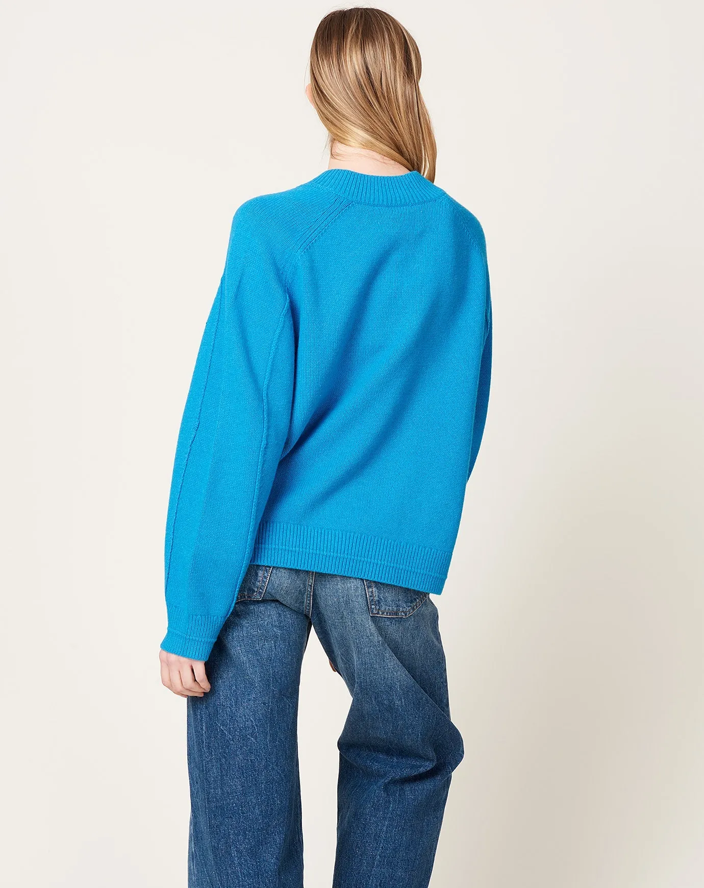 Cape V Neck in Cerulean Blue