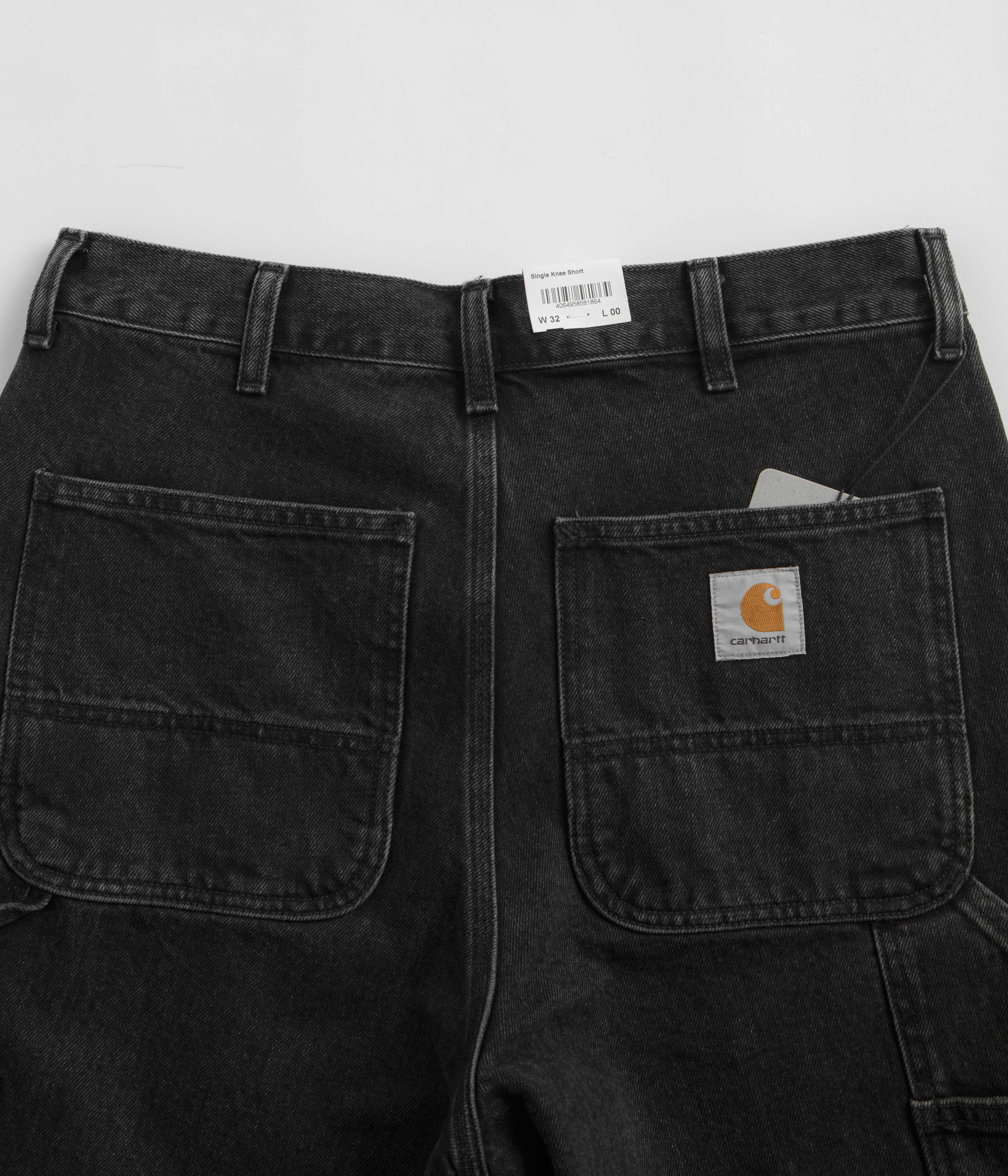 Carhartt Single Knee Shorts - Black Stone Washed