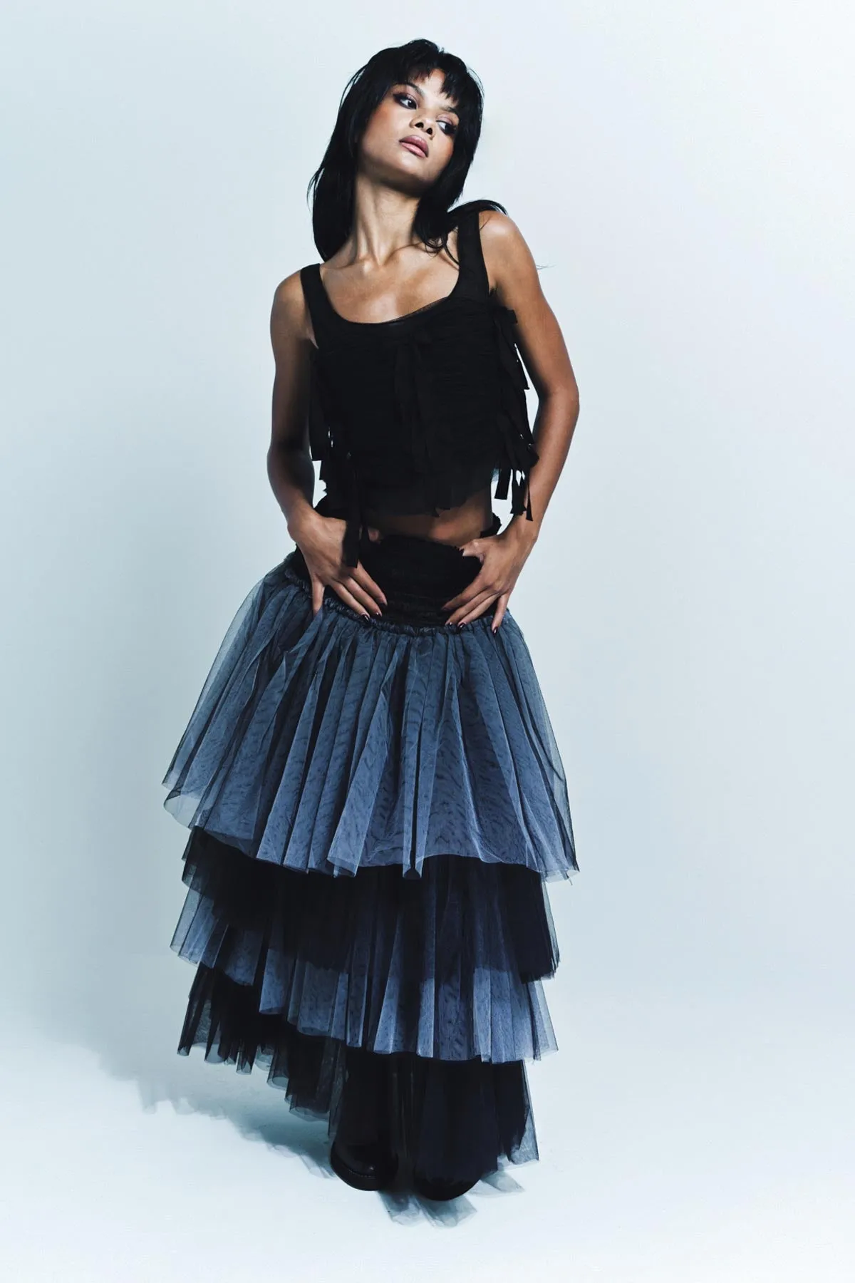 CAROLINE HU | TULLE MIDI SKIRT