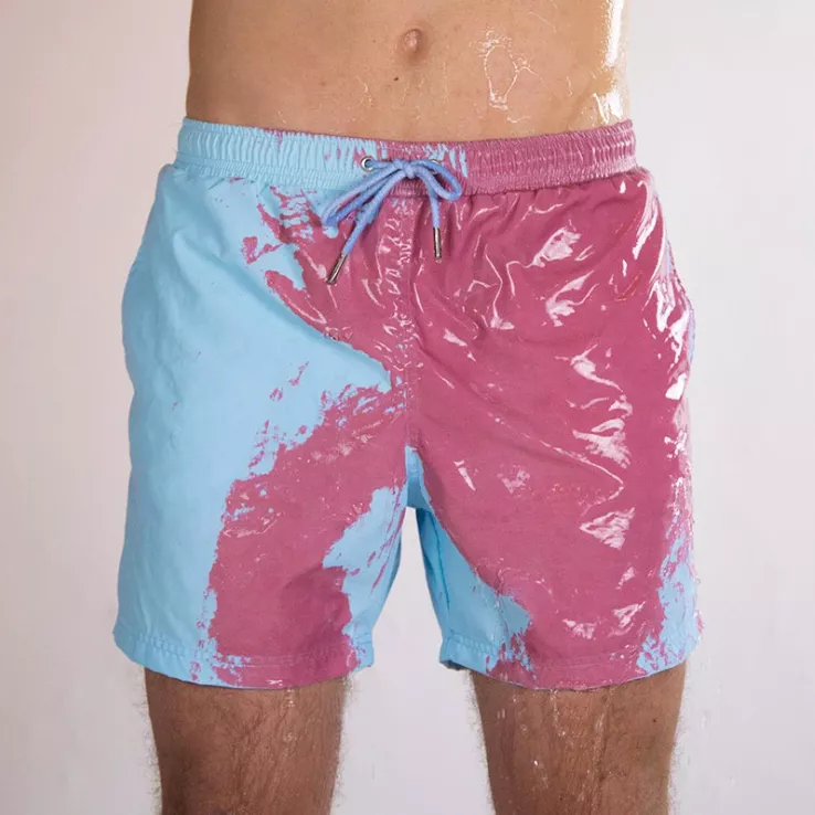 Color-changing Beach Shorts Men Swimming Surfing Board Swimwear Quick Dry Discoloration Shorts