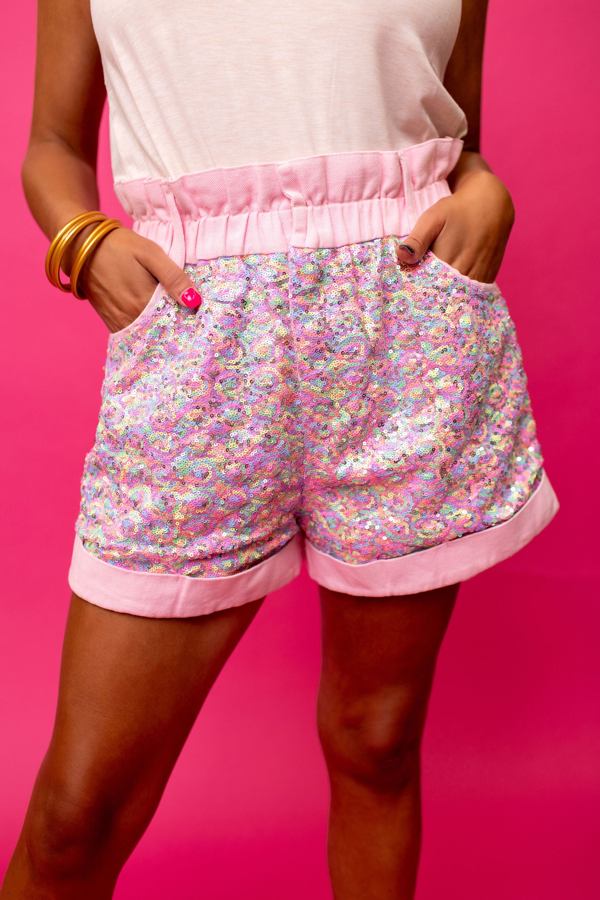 Cosmo Pink Sequin Shorts