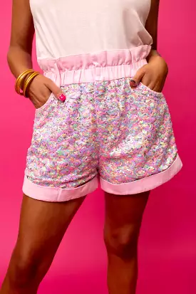 Cosmo Pink Sequin Shorts