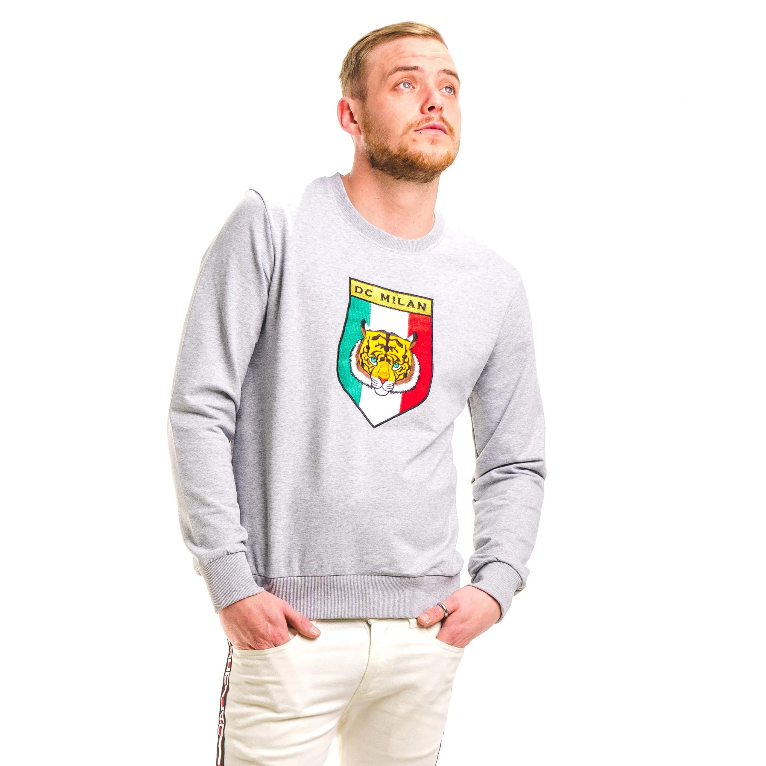 Cotton Sweatshirt with Embroidery – Light Grey