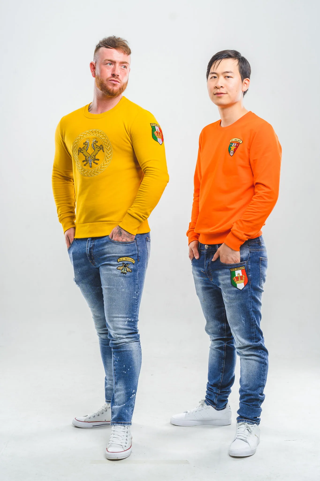 Cotton Sweatshirt with Embroidery – Orange