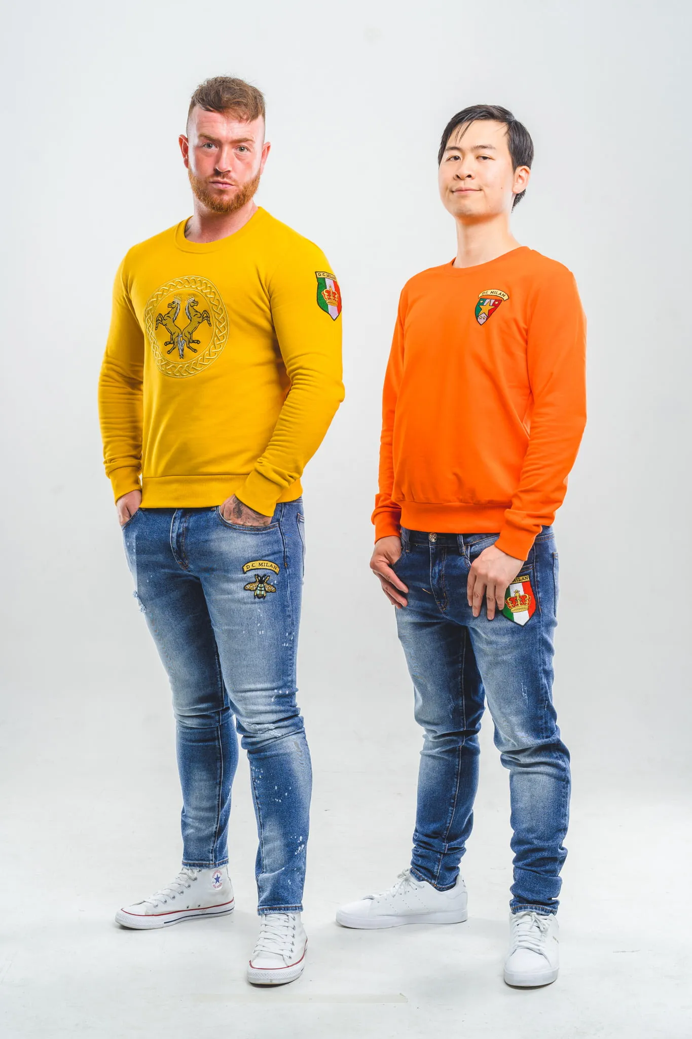 Cotton Sweatshirt with Embroidery – Orange