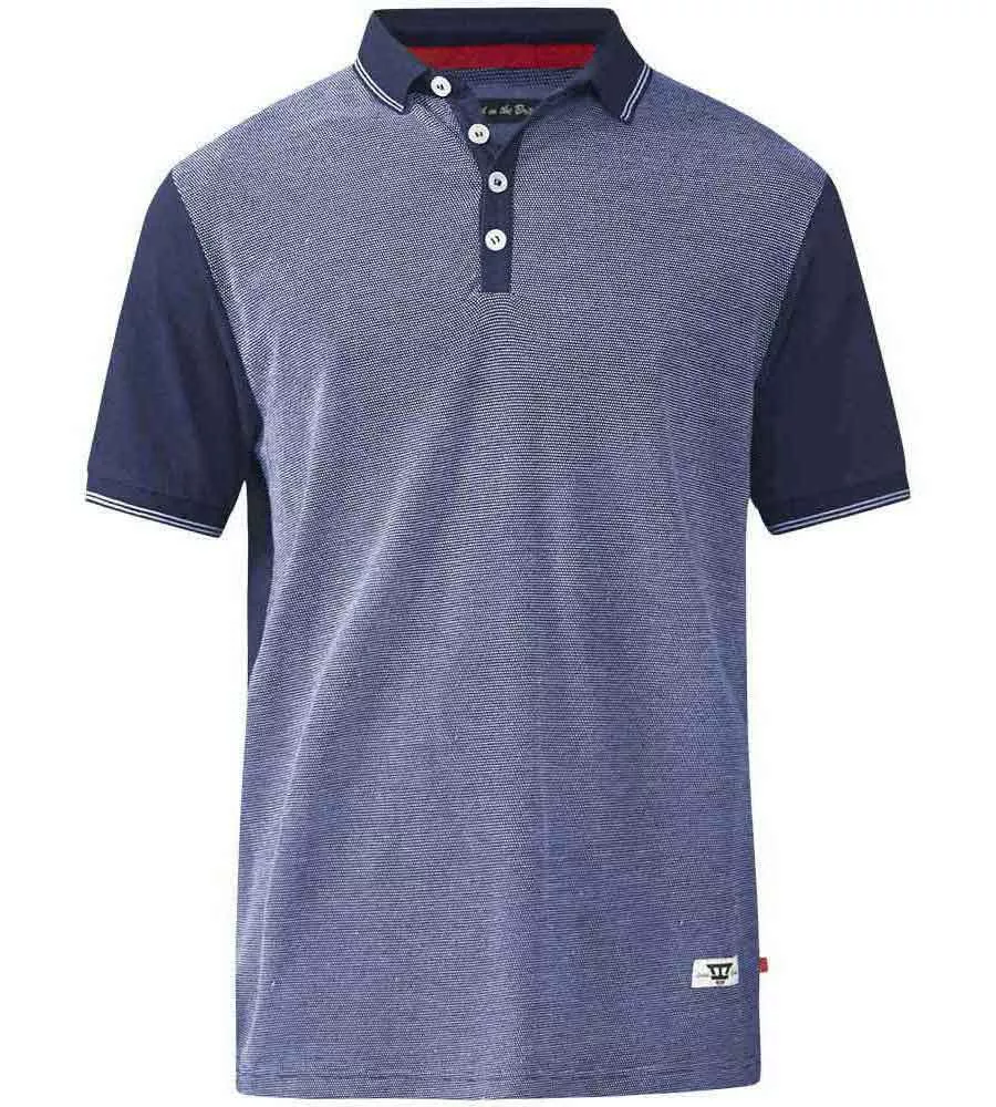 D555 Mens Jaquard Polo With Jersey Back and Sleeve (CECIL NAVY)