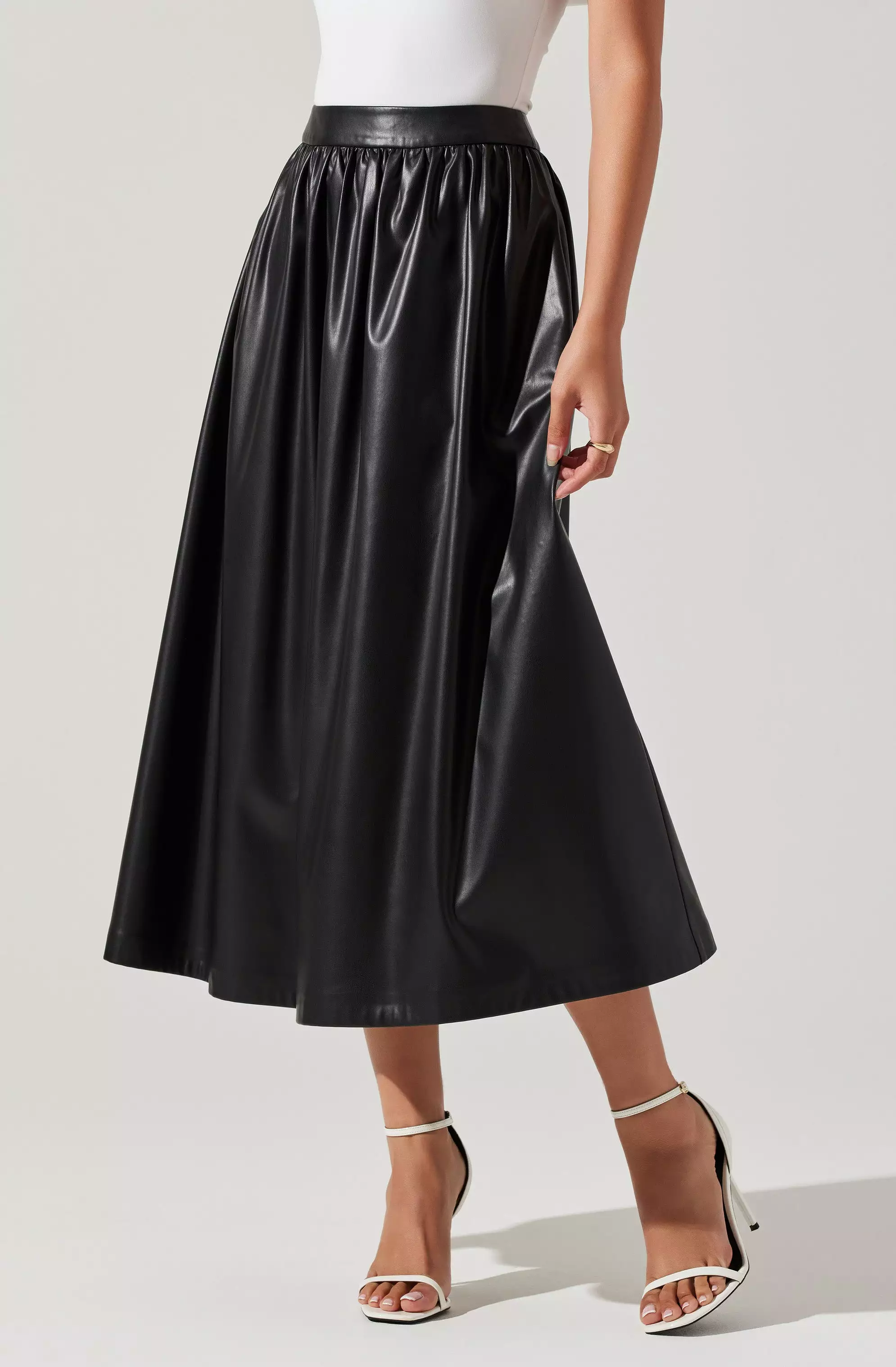 Diandra Faux Leather Midi Skirt