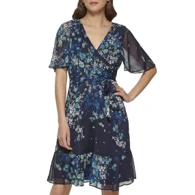 DKNY V-Neck Cape Sleeve Dress Women's