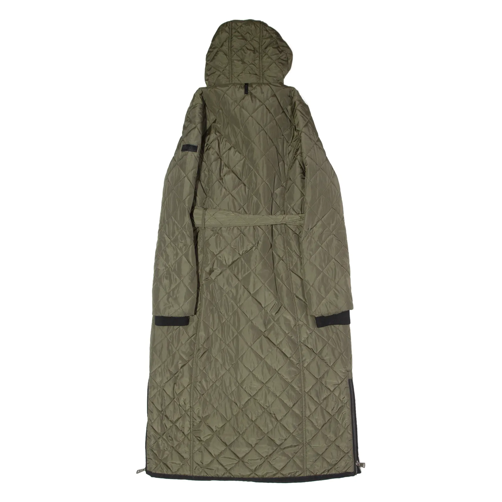 DKNY Womens Quilted Coat Green Hooded Diamond S