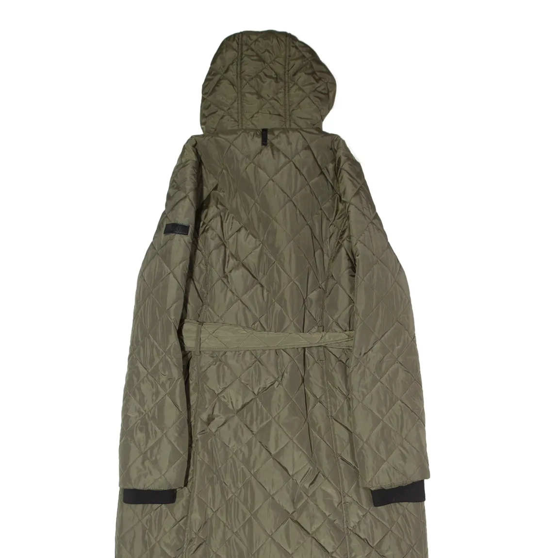 DKNY Womens Quilted Coat Green Hooded Diamond S